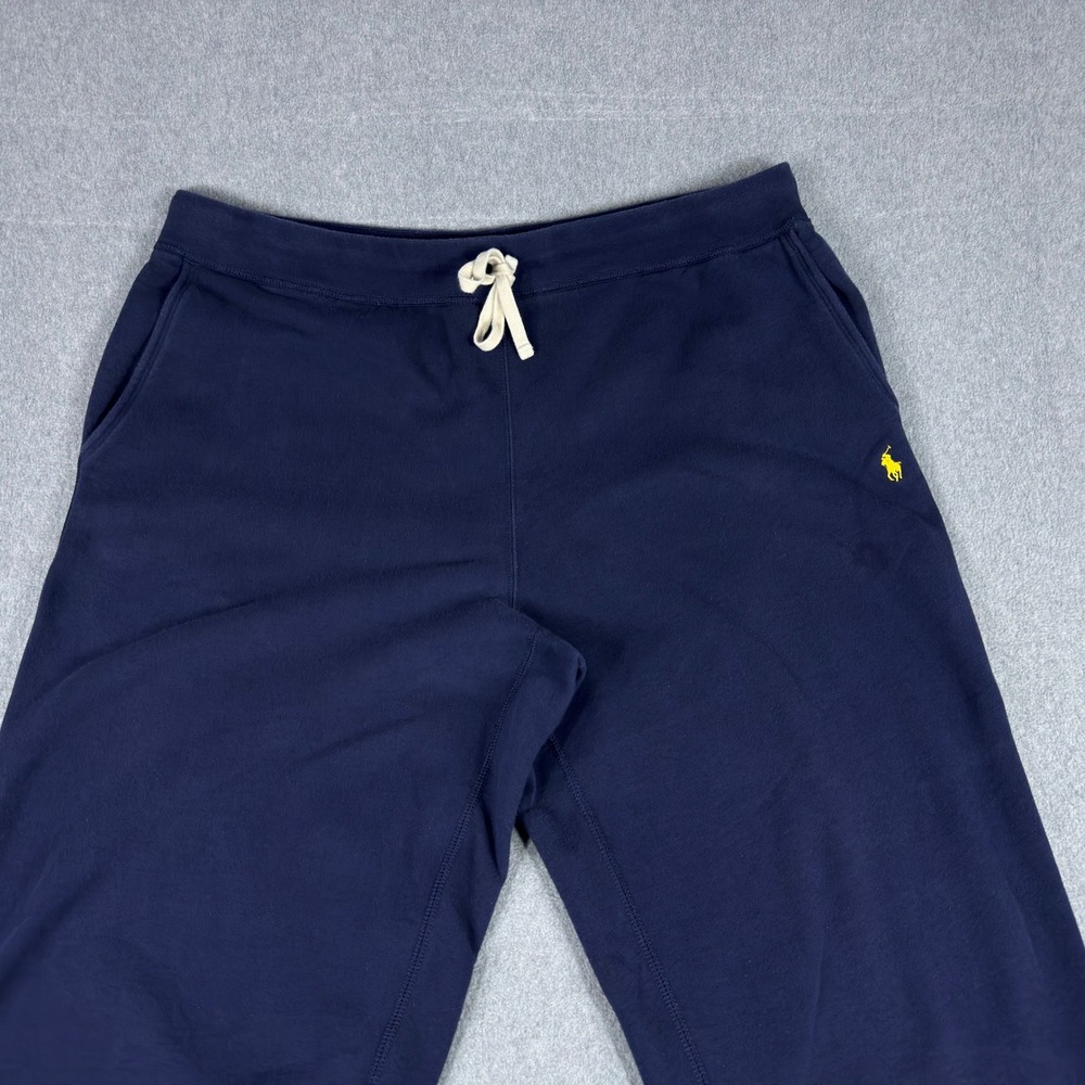 Polo Ralph Lauren Jogger Pants 2XLT Blue Men Double‎ Knit Pockets Yellow Pony